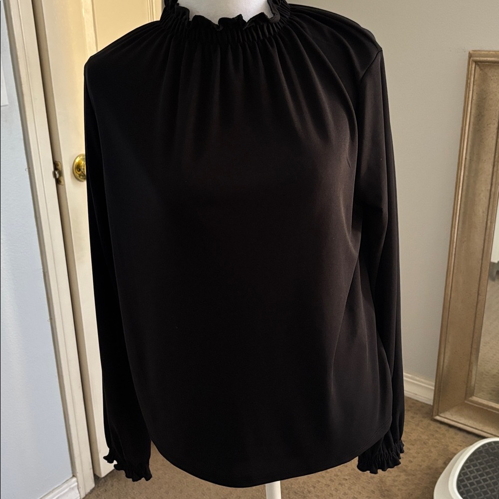 Zara Dark Charcoal Ruffled Top